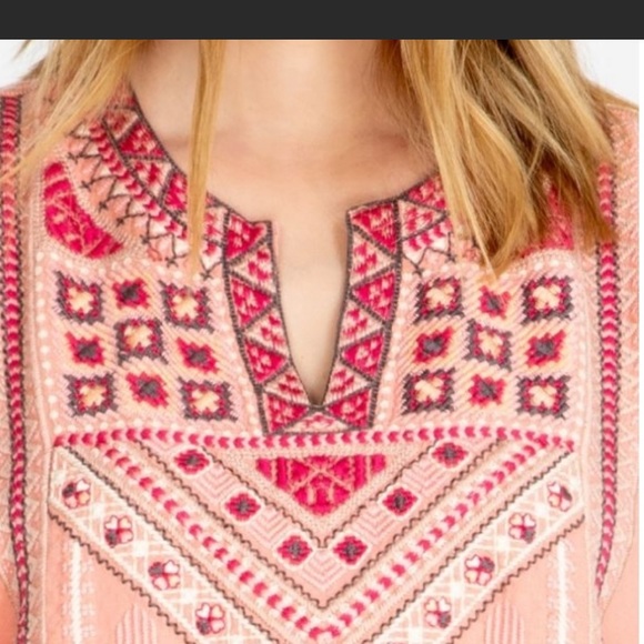 ⭐️NWT!⭐️Johnny Was Sabriya Boho Peach Linen Drape Top w Embroidery Detail Small - Picture 15 of 15
